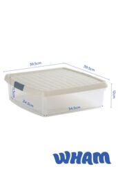 Wham Clip 3x 13.2L Square Plastic Storage Boxes with Clip Lock Lids in Stone - thumbnail 6