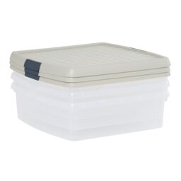 Wham Clip 3x 13.2L Square Plastic Storage Boxes with Clip Lock Lids in Stone - thumbnail 4