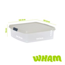 Wham Clip 3x 13.2L Square Plastic Storage Boxes with Clip Lock Lids in Stone - thumbnail 5