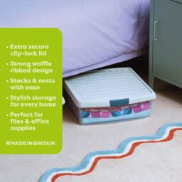 Wham Clip 3x 13.2L Square Plastic Storage Boxes with Clip Lock Lids in Stone - thumbnail 2