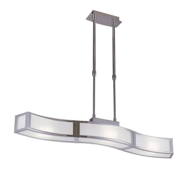 Netlighting Duna E27 Linear Pendant 3 Light L1 Bar Polished Chrome White Acrylic in Grey - image 1