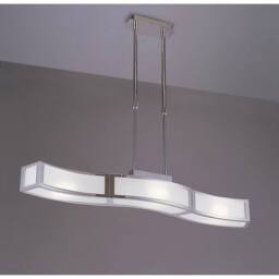 Netlighting Duna E27 Linear Pendant 3 Light L1 Bar Polished Chrome White Acrylic in Grey - thumbnail 2