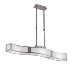 Netlighting Duna E27 Linear Pendant 3 Light L1 Bar Polished Chrome White Acrylic in Grey - thumbnail 1