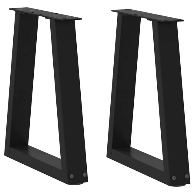 Berkfield Home Dining Table Legs V-Shape 2 pcs Black 38x(42-43.3) cm Steel - image 1