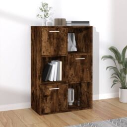 Berkfield Home Storage Cabinet Smoked Oak 60x29.5x90 cm in Brown - thumbnail 1