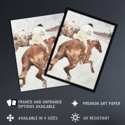 "Artery8 The Jockey Horse Racing Vintage Wall Art Print Toulouse Lautrec in Brown - Size: W24"" x H32""" - thumbnail 2