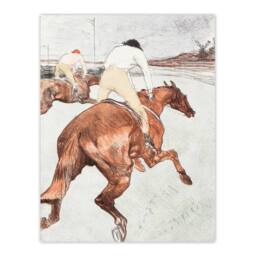 "Artery8 The Jockey Horse Racing Vintage Wall Art Print Toulouse Lautrec in Brown - Size: W24"" x H32""" - thumbnail 1