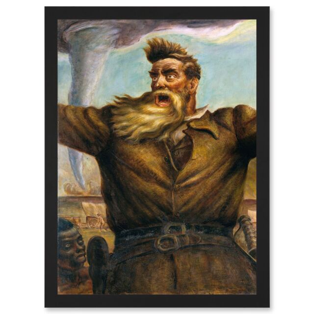 Artery8 Curry Mural Abolitionist John Brown American Painting Artwork Framed Wall Art Print A4 in Black - image 1