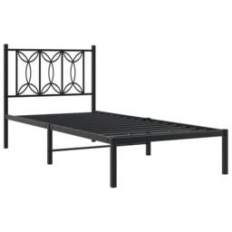 Berkfield Home Metal Bed Frame without Mattress with Headboard Black 90x200cm - Size: 90x200 cm - thumbnail 3