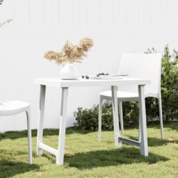 Berkfield Home Camping Table White 79x56x64 cm PP Wooden Look - Size: 79 x 56 x 64 cm - thumbnail 1