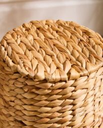 Dibor Traditional Style Wicker Paper Waste Basket Office Waste Basket H28 x Dia. 28cm in Natural - thumbnail 4