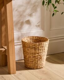 Dibor Traditional Style Wicker Paper Waste Basket Office Waste Basket H28 x Dia. 28cm in Natural