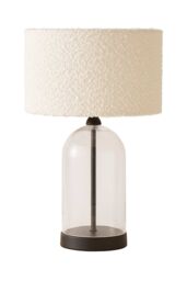 ValueLights Jessy Black Glass Table Lamp With Boucle Shade - thumbnail 6
