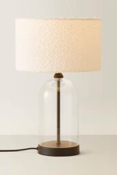 ValueLights Jessy Black Glass Table Lamp With Boucle Shade - thumbnail 3