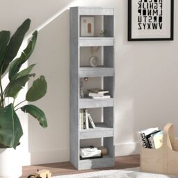 Berkfield Home Book Cabinet/Room Divider Concrete Grey 40x30x166 cm - Size: 40 x 30 x 166 cm - thumbnail 4