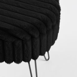 OHS Ribbed Fleece Faux Fur Hairpin Stool Vanity Seat Ottoman Footrest in Black - thumbnail 6