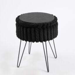 OHS Ribbed Fleece Faux Fur Hairpin Stool Vanity Seat Ottoman Footrest in Black - thumbnail 5