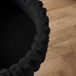 OHS Ribbed Fleece Faux Fur Hairpin Stool Vanity Seat Ottoman Footrest in Black - thumbnail 3