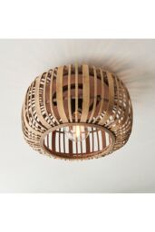 Netlighting Mathias Decorative Flush Ceiling Lamp Natural Bamboo Plywood Matt Black Paint - thumbnail 4
