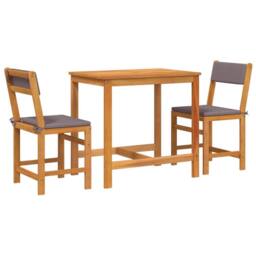 Berkfield Home Beautiful 3 Piece Balcony Set with Cushions Solid Wood Acacia in Brown - thumbnail 3