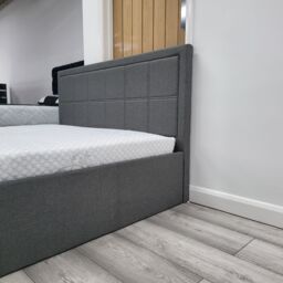 Modernique Grey Fabric Ottoman Storage Bed with Underneath Massive Store Space, Wooden Sprung Slatted Gas Liftup Solid Bedbase - Size: Double - thumbnail 2