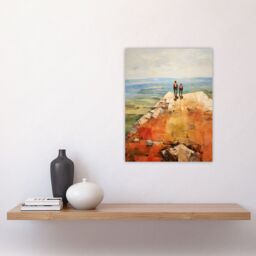 "Artery8 The View Was Worth The Wait Hikers Reach The Summit Oil Painting Unframed Wall Art Print Poster Home Decor Premium - Size: W12"" x H16""" - thumbnail 4