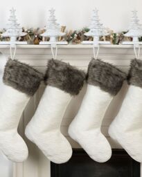 Dibor Set of 4 Nordic Sweater Knit White Xmas Tree Christmas Gift Bag Stocking - Size: 4 Pack - thumbnail 1