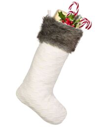 Dibor Set of 4 Nordic Sweater Knit White Xmas Tree Christmas Gift Bag Stocking - Size: 4 Pack - thumbnail 2