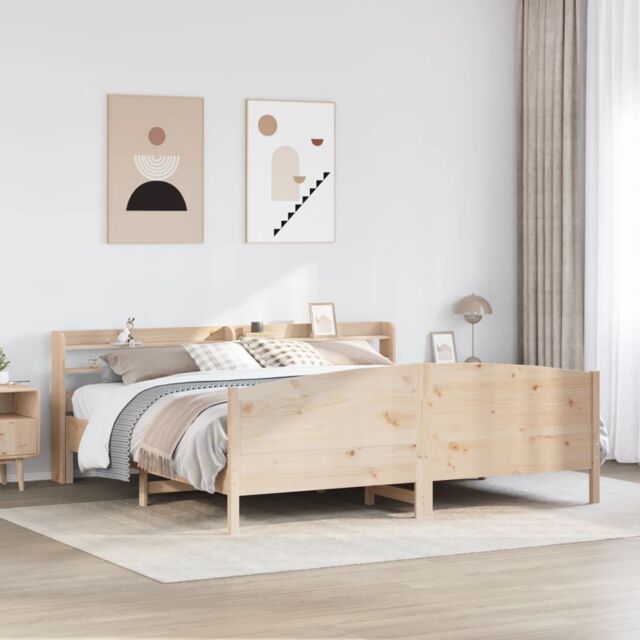 Berkfield Home Bed Frame without Mattress 180x200 cm Super King Solid Wood Pine in Brown - image 1