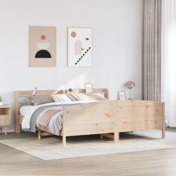 Berkfield Home Bed Frame without Mattress 180x200 cm Super King Solid Wood Pine in Brown - thumbnail 1