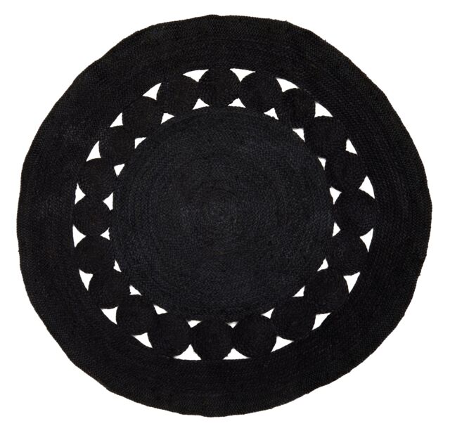 Orsina Bosie Demir Round Jute Rug in Black - Size: 100 cm diameter - image 1