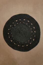 Orsina Bosie Demir Round Jute Rug in Black - Size: 100 cm diameter - thumbnail 2