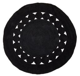 Orsina Bosie Demir Round Jute Rug in Black - Size: 100 cm diameter - thumbnail 1