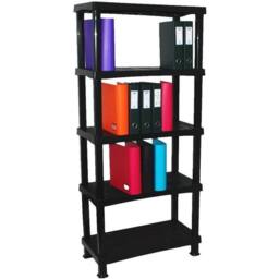 NESTLUNE Heavy Duty 5 Tier Plastic Storage Shelf Home Garage Shelving in Black - Size: 100 cm x 15 cm - thumbnail 3