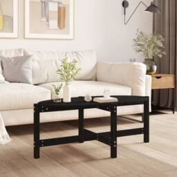 Berkfield Home Beautiful Coffee Table Black 118x63x45 cm Solid Wood Pine - Size: 118 x 63 x 45 cm - thumbnail 2