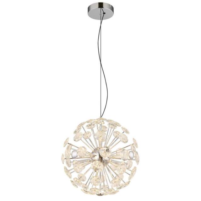 Netlighting Virina Pendant Ceiling Light Chrome K9 Crystals LED 3000K in Grey - image 1