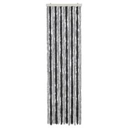 Berkfield Home Soft Fly Curtain Grey & Black 56x200 cm Chenille - thumbnail 1