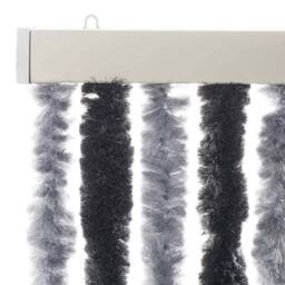 Berkfield Home Soft Fly Curtain Grey & Black 56x200 cm Chenille - thumbnail 4