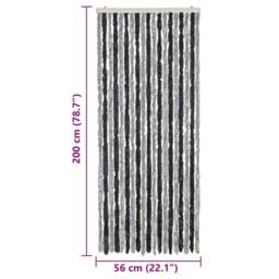 Berkfield Home Soft Fly Curtain Grey & Black 56x200 cm Chenille - thumbnail 7