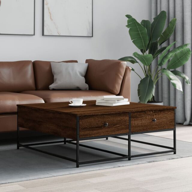 Berkfield Home Coffee Table Brown Oak 100x99x40 cm Engineered Wood - Size: 100 x 99 x 40 cm - image 1