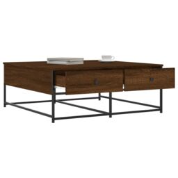 Berkfield Home Coffee Table Brown Oak 100x99x40 cm Engineered Wood - Size: 100 x 99 x 40 cm - thumbnail 4