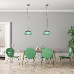 Happy Homewares Modern Designer Line Ribbed Glass Oval Pendant Lamp Shade in Dark Green - Size: 12 inches - thumbnail 6