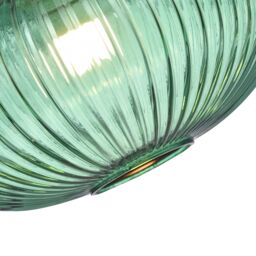 Happy Homewares Modern Designer Line Ribbed Glass Oval Pendant Lamp Shade in Dark Green - Size: 12 inches - thumbnail 2