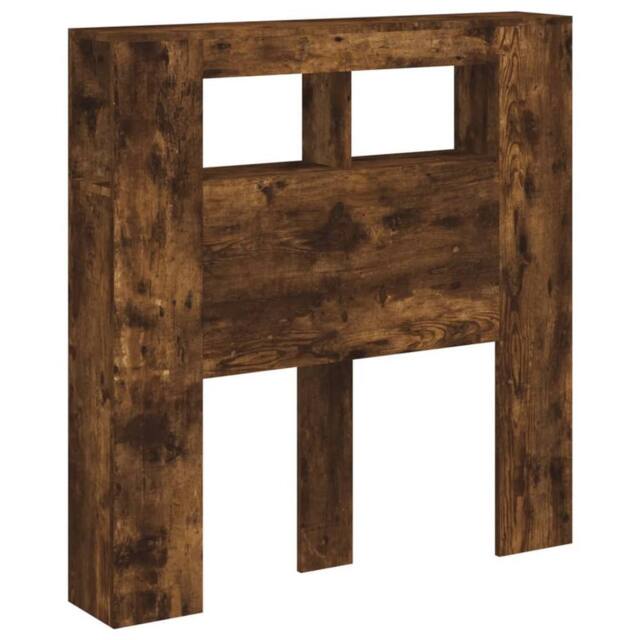 Berkfield Home LED Headboard Smoked Oak 100x18.5x103.5 cm Engineered Wood in Brown - image 1