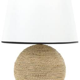 Wyld and Coco Braided Natural Rope Table Lamp with White Fabric Shade - thumbnail 2