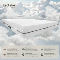 tectake 2-In-1 Mattress Sky 2 Firmness Levels, 3D Mesh Surface - 140 X 200 Cm in White - Size: King - thumbnail 2