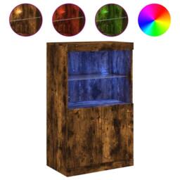 Berkfield Home Sideboard with LED Lights Smoked Oak 60.5x37x100 cm in Brown - thumbnail 3
