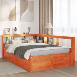 Berkfield Home Decorative Bookcase Bed without Mattress Wax Brown 120x190cm Soli - Size: 120x190 cm - thumbnail 4