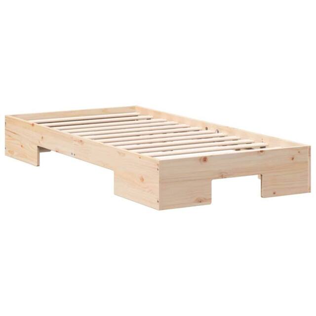 Berkfield Home Floor Bed Frame with Storage Brown 75 x 190 cm Solid pine wood in Natural - image 1