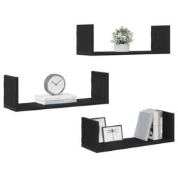 Berkfield Home Wall Shelves 3 pcs Black Oak 58x18x18 cm Engineered Wood - Size: 58 x 18 x 18 cm - thumbnail 4